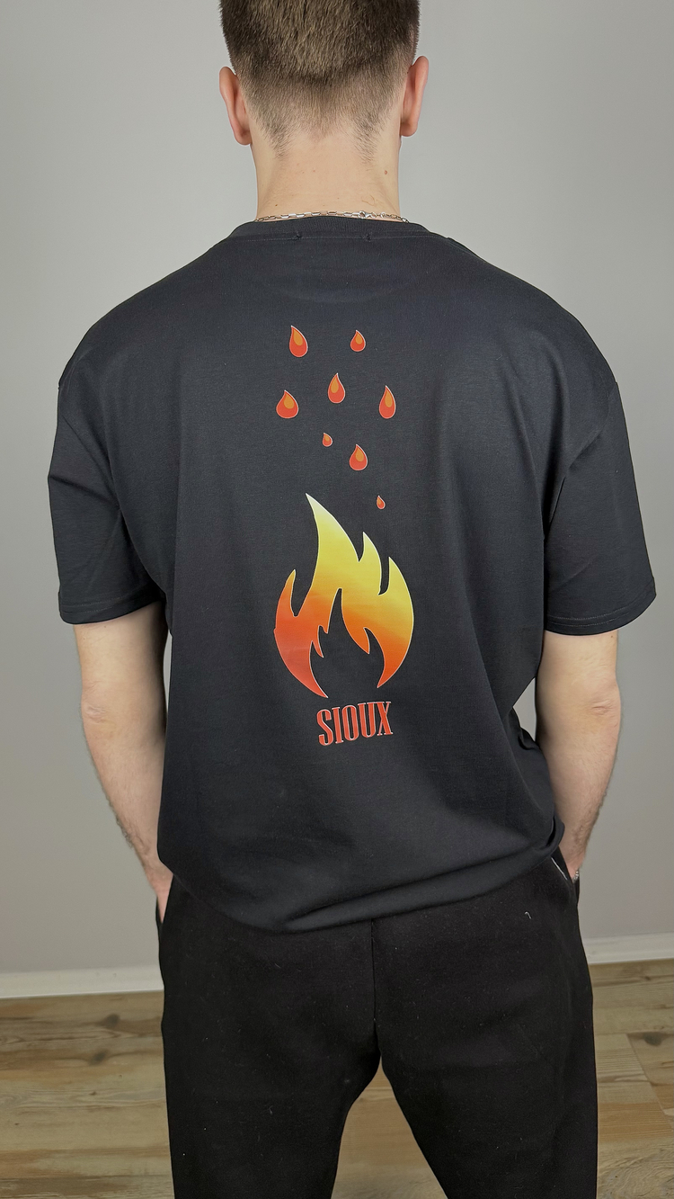 ATEŞ YAĞMURU BASKILI BOXY TİŞÖRT